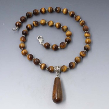 Tigers eye beads pendant necklace